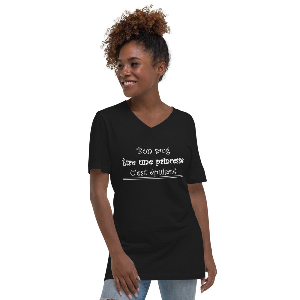 T-Shirt avec col en V Femme - Princesse epuisant