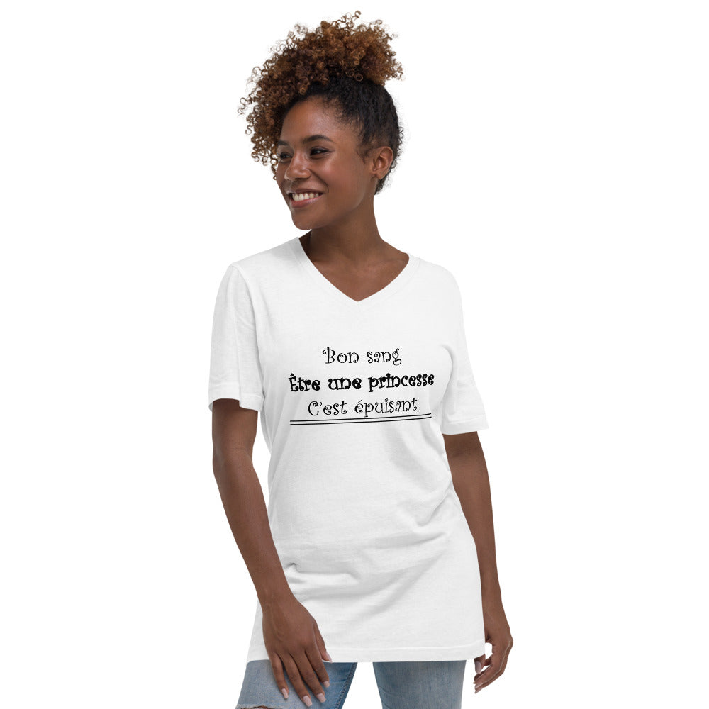 T-Shirt avec col en V Femme - Princesse epuisant