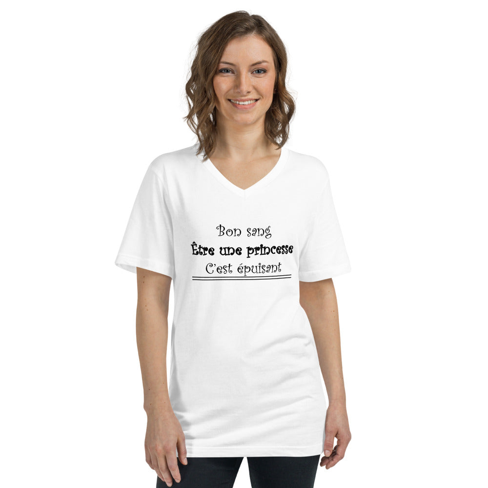 T-Shirt avec col en V Femme - Princesse epuisant